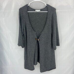 Bryn Walker Women L Cardigan Sweater Oversized Wool Cashmere Blend Gray Classic